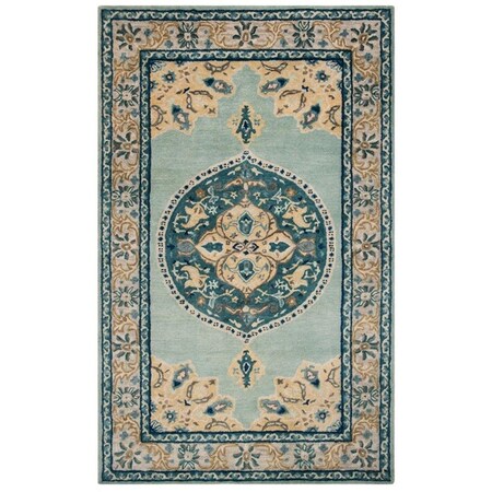 Safavieh 6 x 6 ft. Antiquity Round Hand Tufted Rug; Turquoise & Silver AT66K-6R